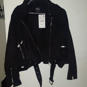 Zara Faux Suede Biker Jacket